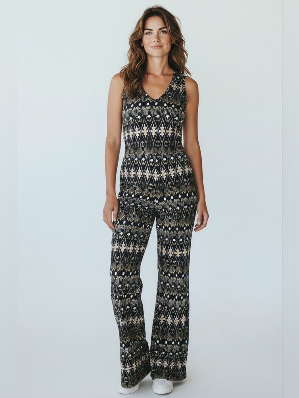 Cato Black and Cream Patterned Sleeveless Jumpsuit 18/20